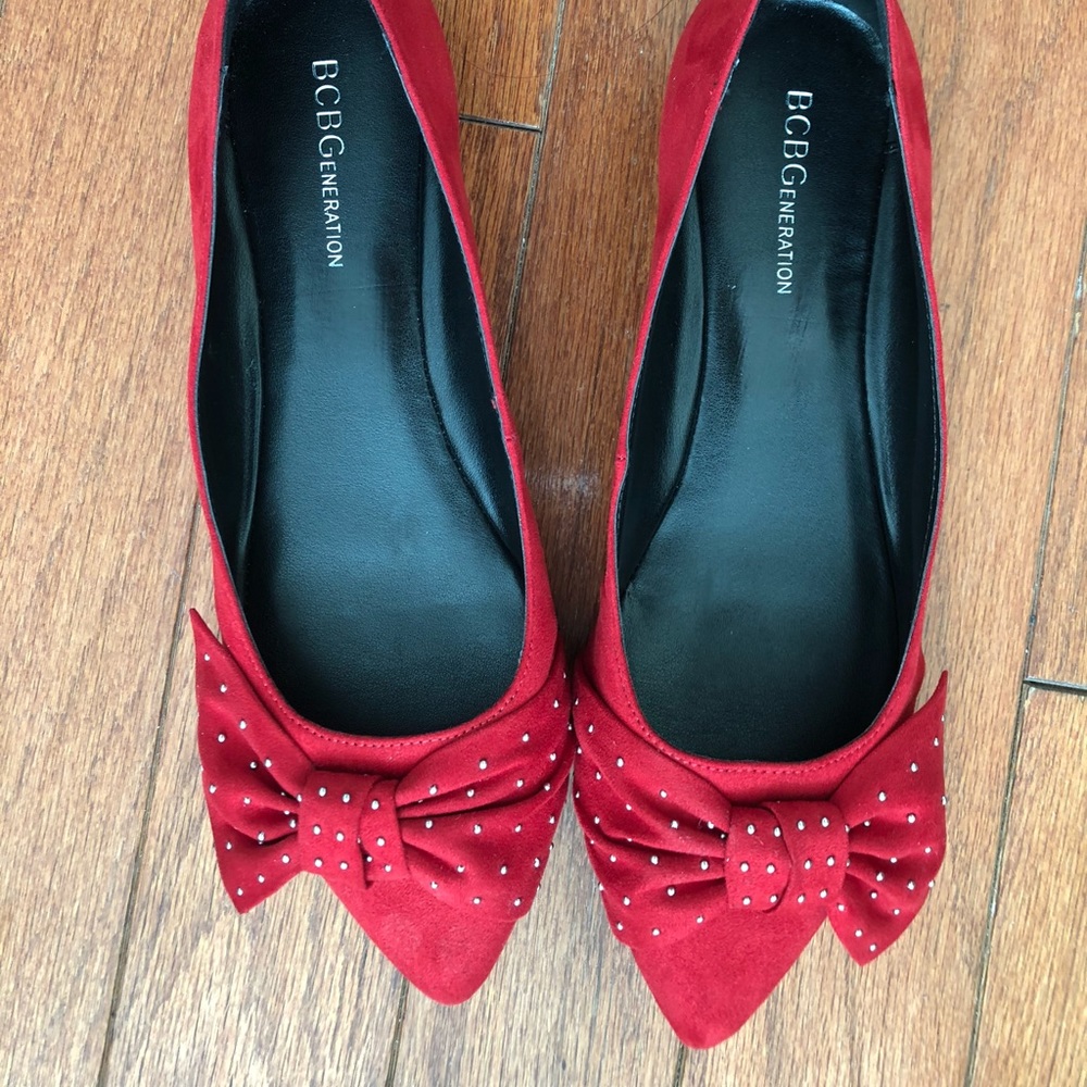 [SOLD]BCBGeneration Red suede ballet flat shoes …